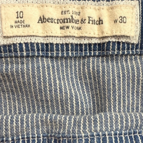 Abercrombie & Fitch Women’s Blue Striped Embroidered Denim Mini Skirt 10/30 - Picture 5 of 6